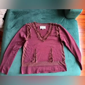 NEW MAISON MARGIELA WOMEN SLASH DESIGN PULLOVER JUMPER SWEATER SMALL RED MAROON